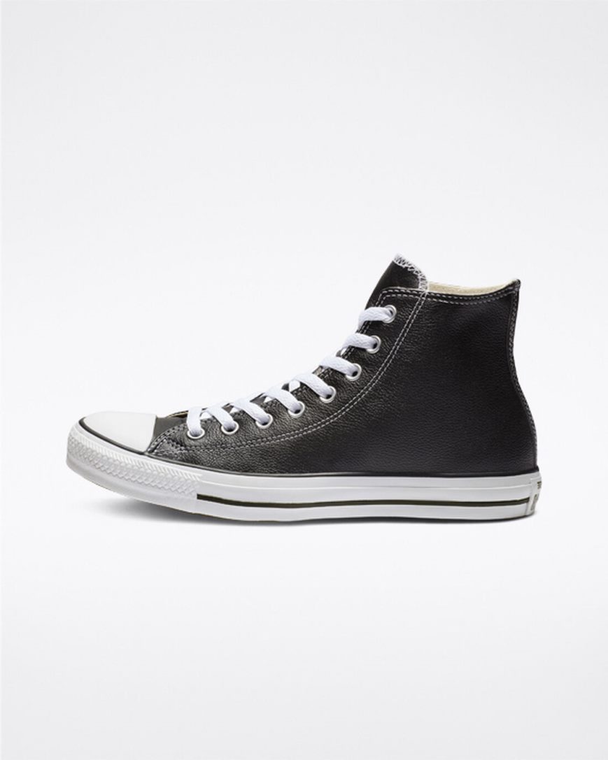 Zapatillas Altas Converse Chuck Taylor All Star Cuero Mujer Negras | PE E20P54